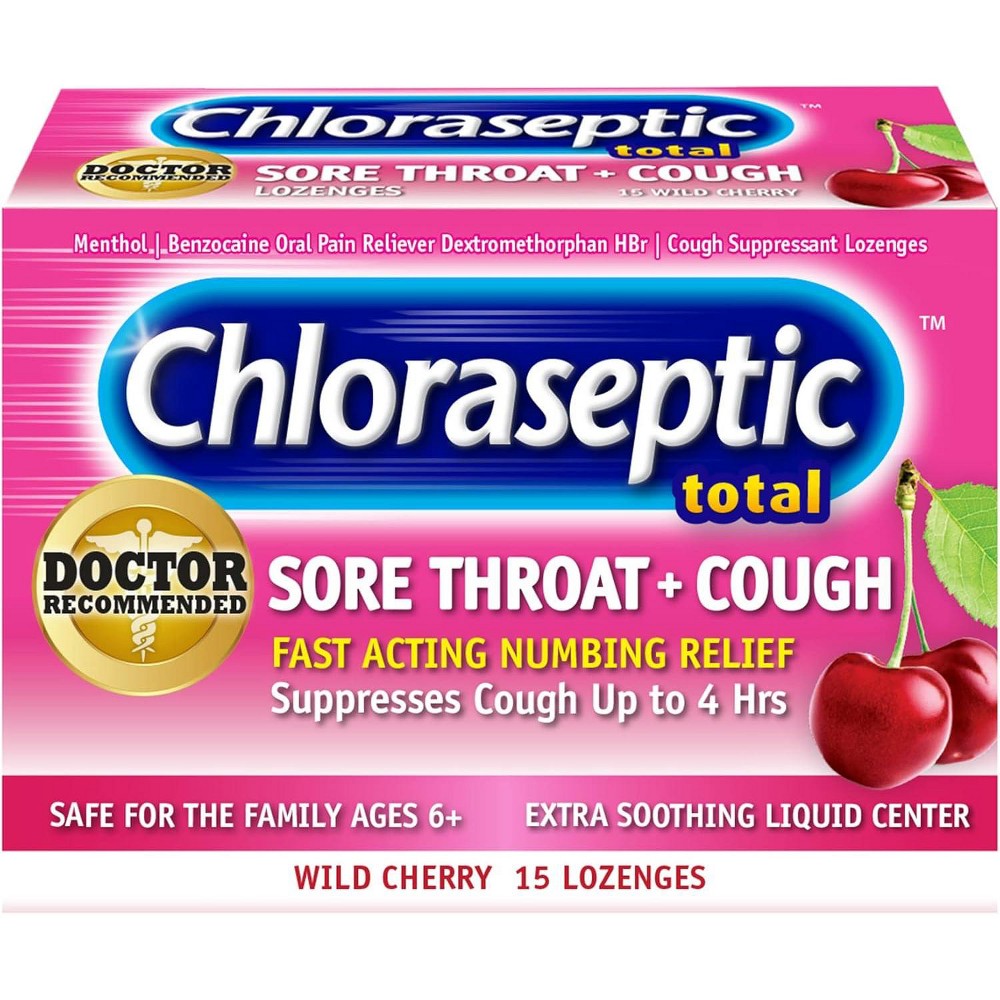 Chloraseptic Total Sore Throat + Cough Lozenges, Wild Cherry