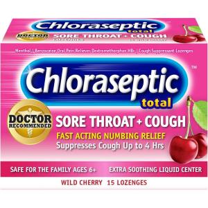Chloraseptic Total Sore Throat + Cough Lozenges, Wild Cherry