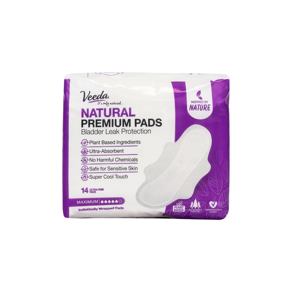 Veeda Natural Incontinence Pads For Bladder Leakage Protection, Maximum Absorbency