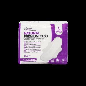 Veeda Natural Incontinence Pads For Bladder Leakage Protection, Maximum Absorbency