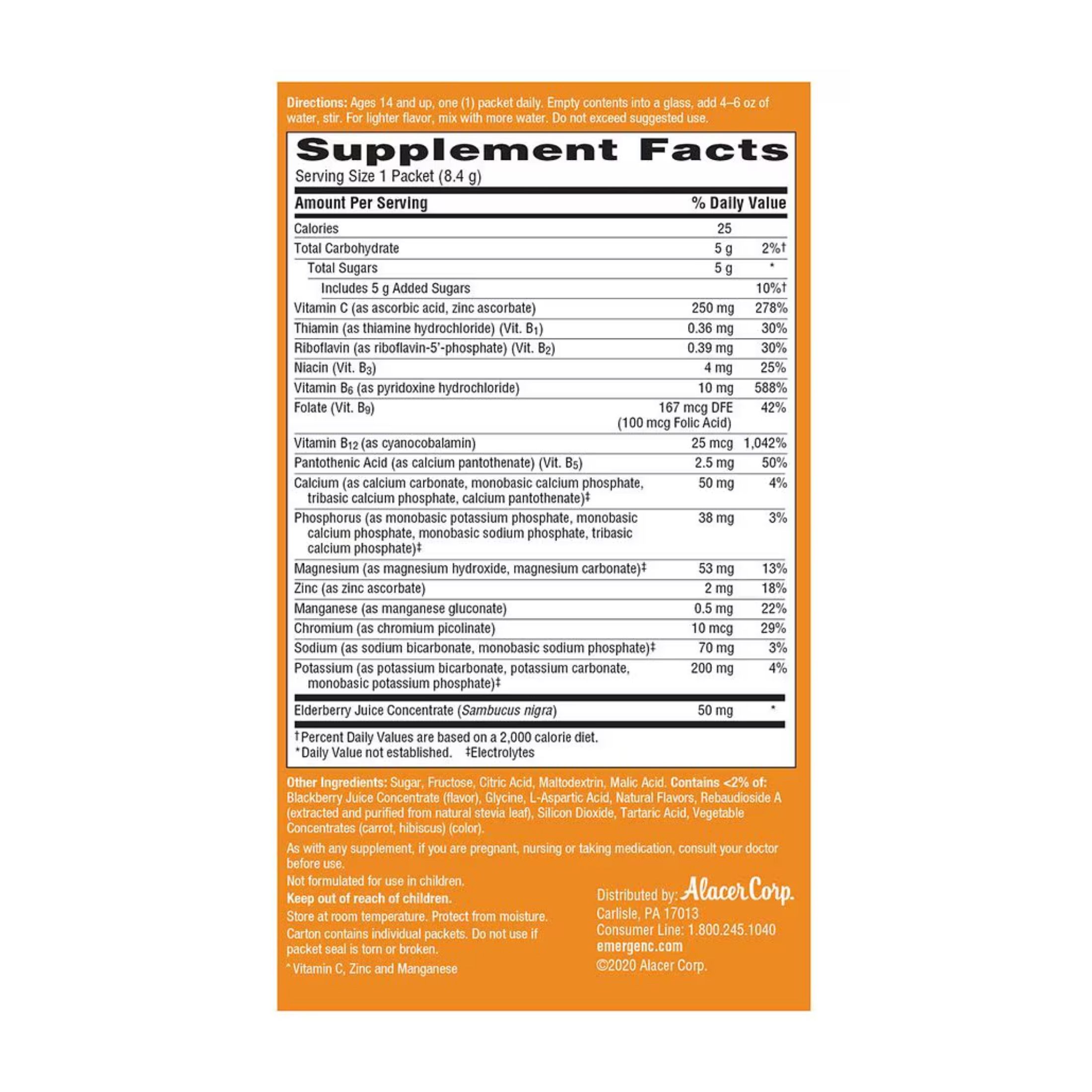 Emergen-C Fizzy Drink Mix Immune Support Elderberry