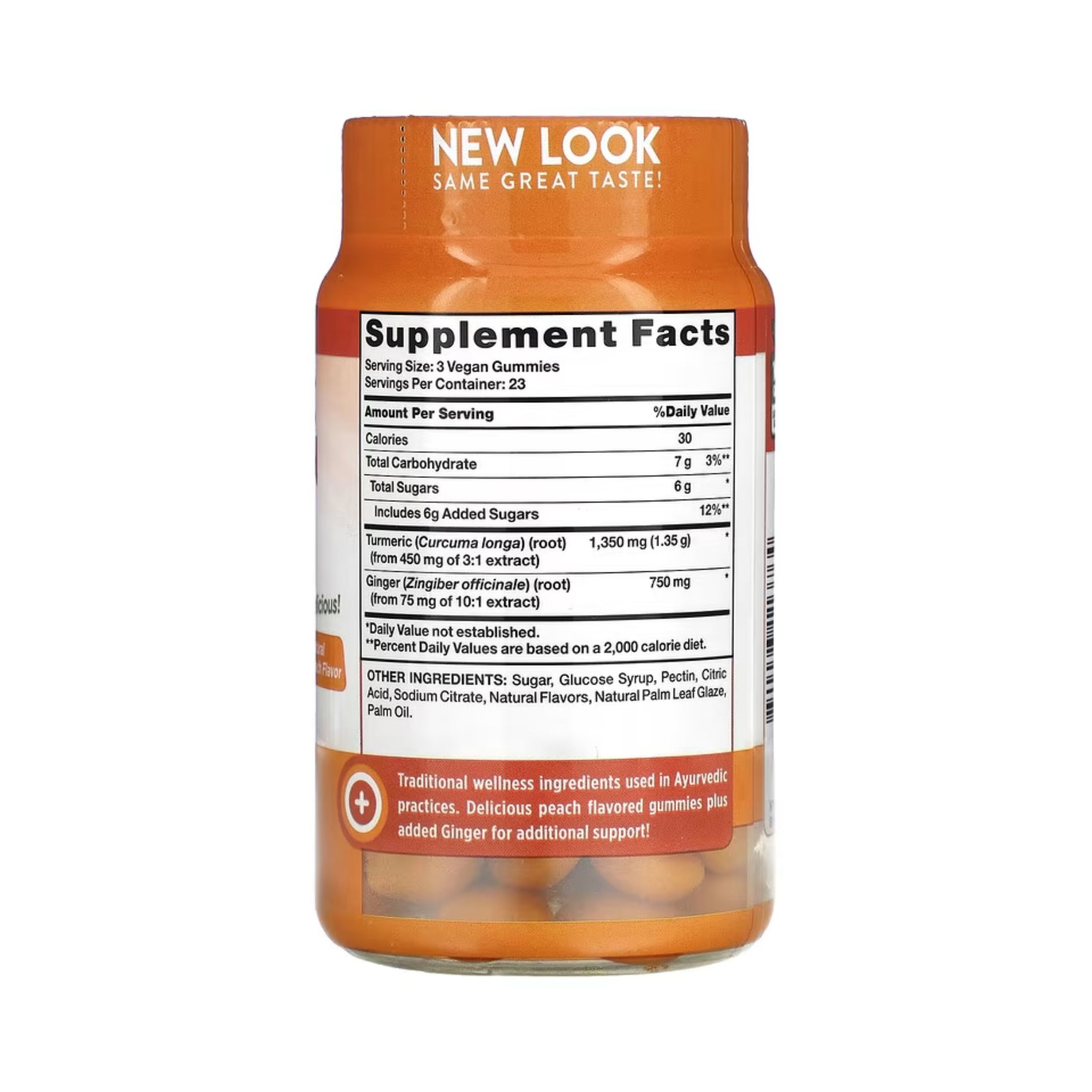 Nature's Truth Turmeric Curcumin + Ginger, Vegan Gummies, Natural Peach Flavor