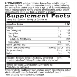 Nature's Truth Sambucus Black Elderberry + Vitamin C & Zinc Vegan Gummies - Natural Berry Flavor 50ct