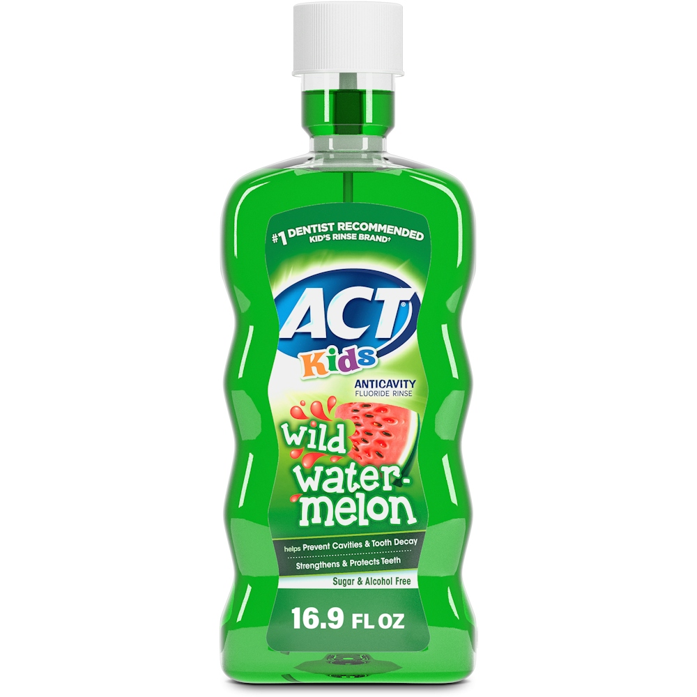 Act Kids Rinse, Sugar & Alcohol Free, Fluoride, Anticavity, Wild Water Watermelon, 16.9 Fluid Ounce