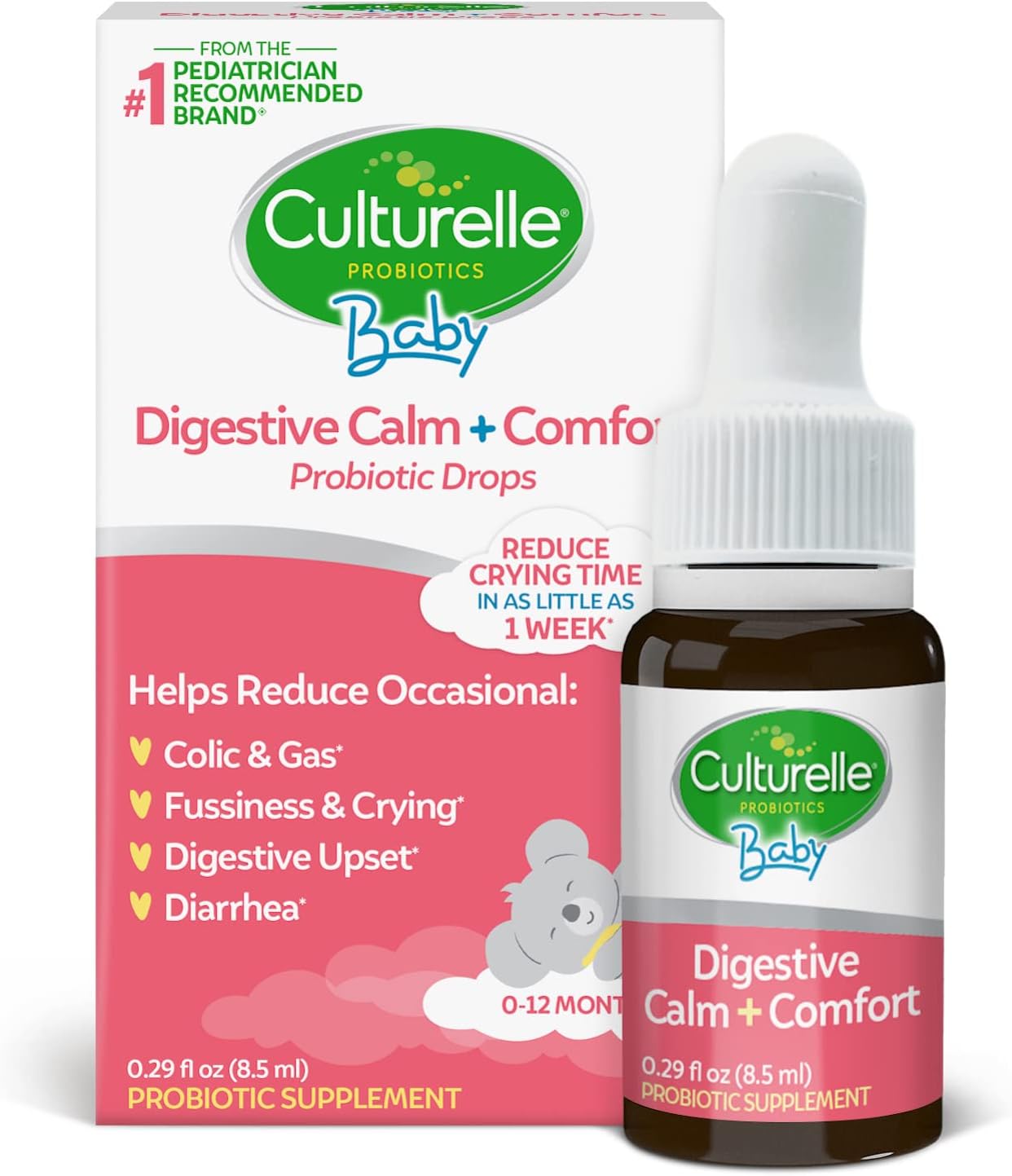 Culturelle Probiotics, Baby, Calm + Comfort, Probiotic + Chamomile Drops, 0-12 Months, .29 Fl Oz (8.5 Ml)