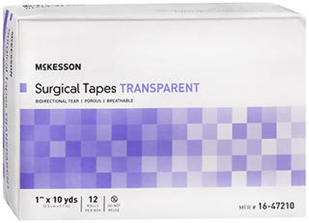 McKesson Medical Tape Plastic 1 Inch X 10 Yard Transparent NonSterile, Case Of 12