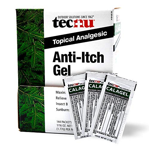 Calagel Tec Labs Tecnu Anti-Itch Gel, Maximum Strength Itch Relief For Rashes, Bug Bites, Stings & Minor Burn Relief – 1/16 Ounce Packets, 144 Count Dispenser, Dispenser Box