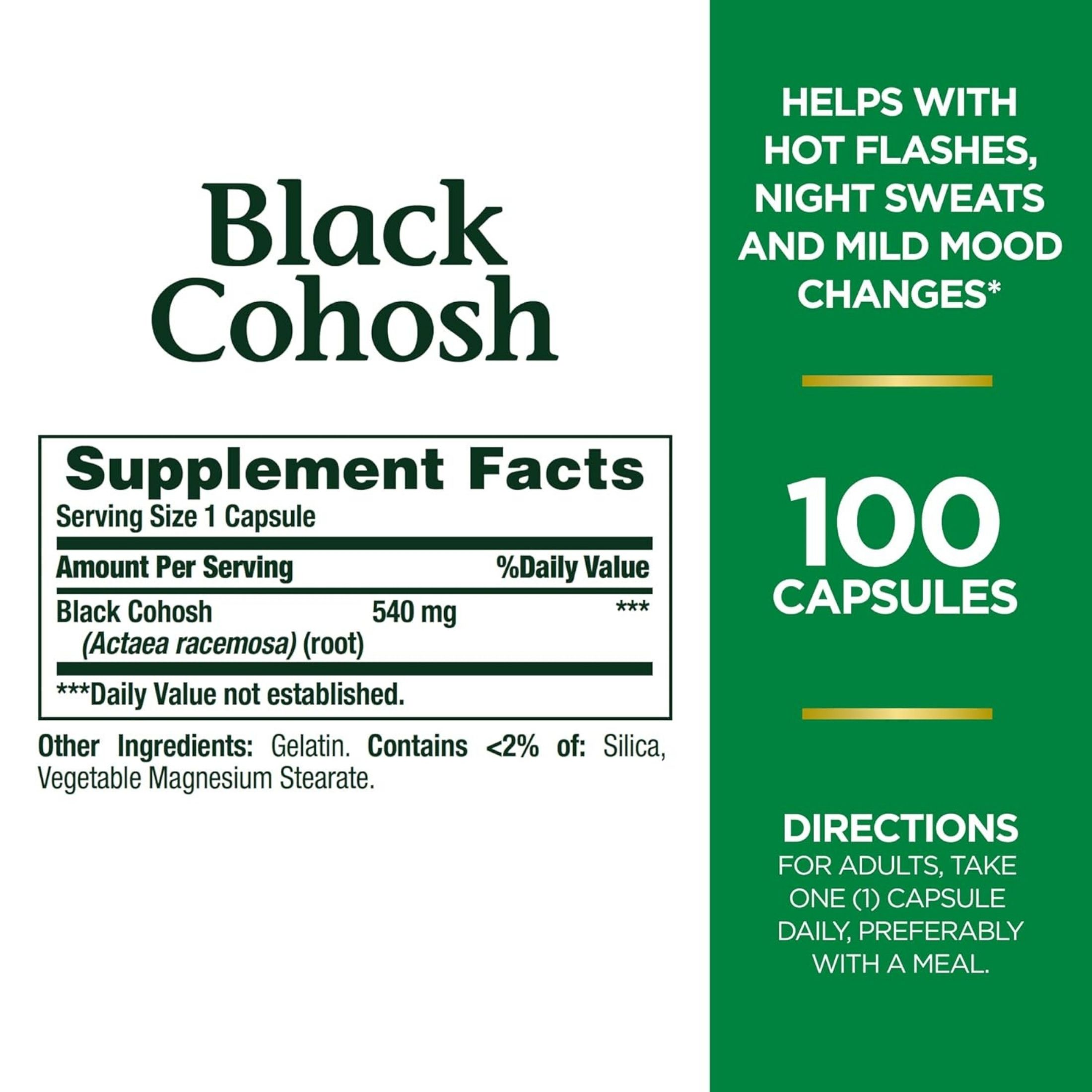 Nature's Bounty Black Cohosh 540 Mg Natural, 100 Capsules