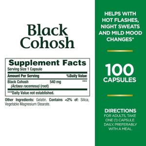 Nature's Bounty Black Cohosh 540 Mg Natural, 100 Capsules