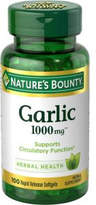 Nature's Bounty Herbal Health Odorless Garlic Extract Rapid Release Softgels, 1000 Mg