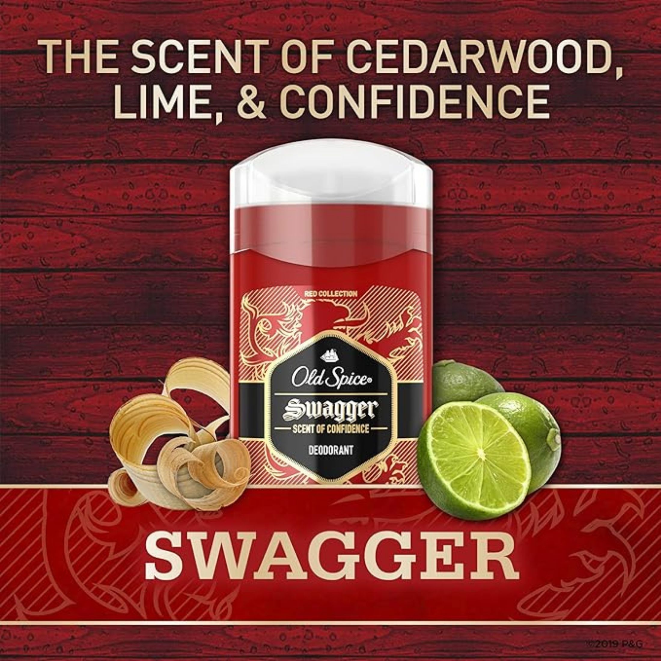 Old Spice Aluminum Free Deodorant For Men Swagger Lime & Cedarwood Scent Red Collection