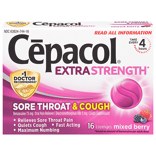Cepacol Maximum Strength Throat And Cough Drop Lozenges, Mixed Berry