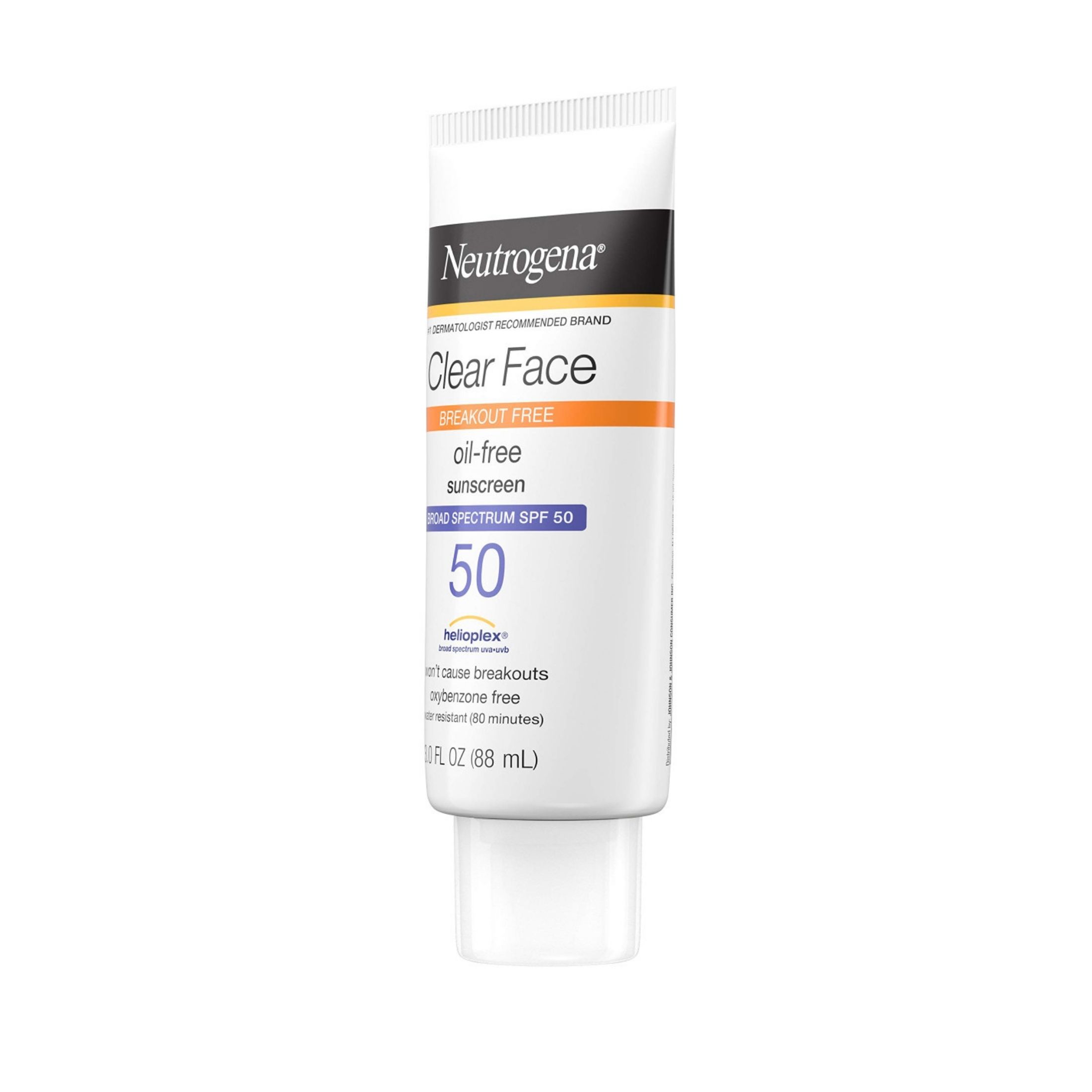 Neutrogena Clear Face Liquid Lotion Sunscreen For Acne-Prone Skin, Broad Spectrum SPF 50 UVA/UVB Protection, Oil-, Fragrance- & Oxybenzone-Free Facial Sunscreen, Non-Comedogenic, 3 Fl. Oz