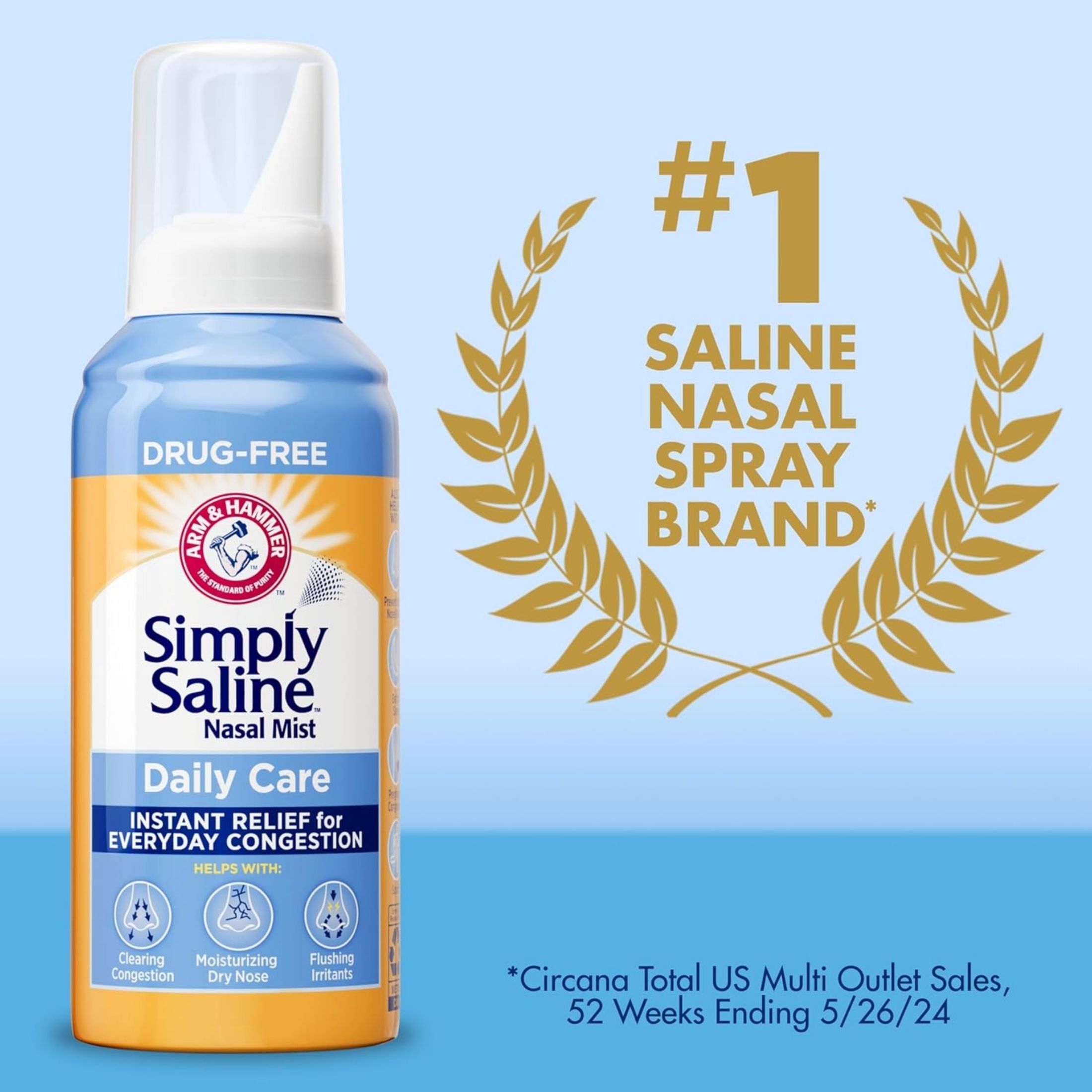 Arm & Hammer Simply Saline Nasal Care Daily Relief Mist Spray 4.5oz
