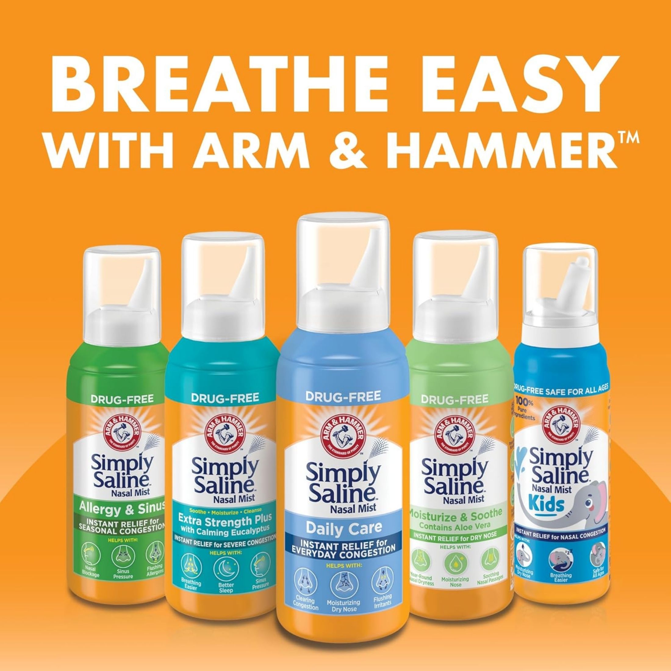 Arm & Hammer Simply Saline Nasal Care Daily Relief Mist Spray 4.5oz