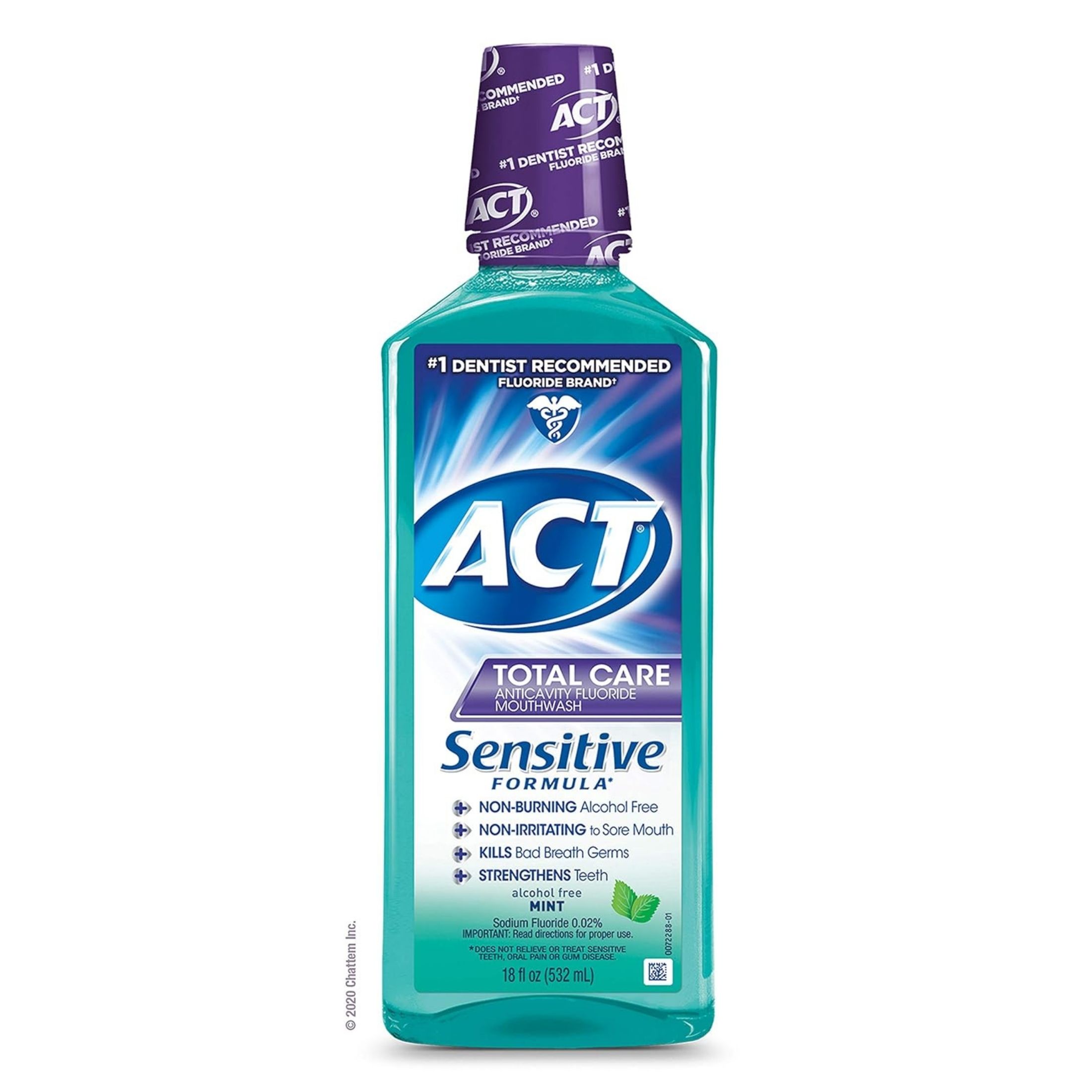 ACT Total Care Anticavity Fluoride Mouthwash Sensitive Formula, Mild Mint - 18 Oz