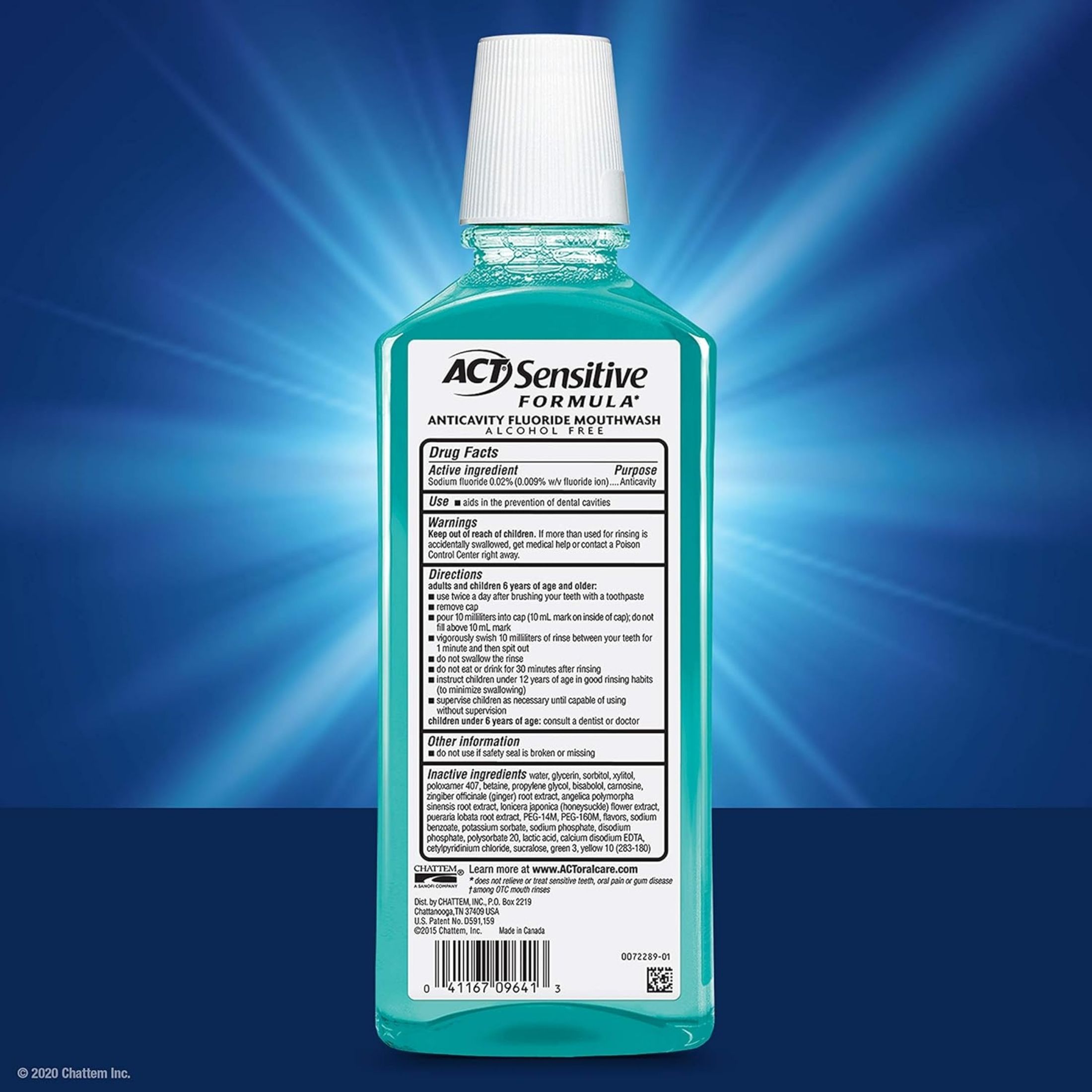 ACT Total Care Anticavity Fluoride Mouthwash Sensitive Formula, Mild Mint - 18 Oz