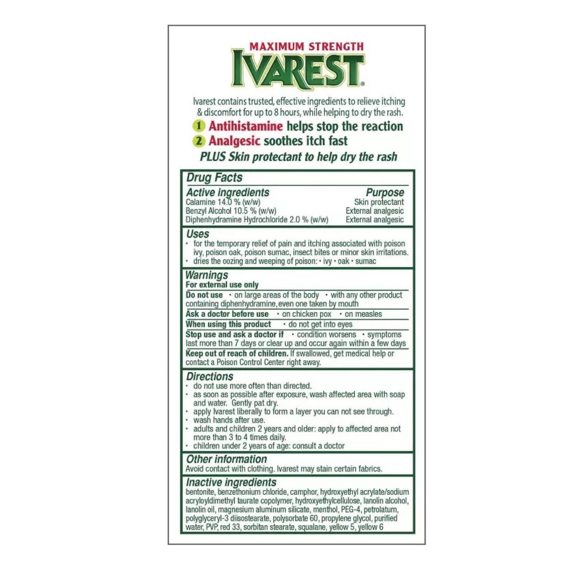 Ivarest Poison Ivy Itch Relief Cream Maximum Strength 2 Oz