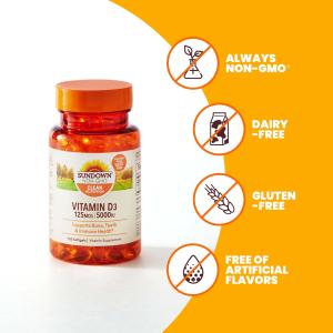 Sundown Naturals Vitamin D3, 125 Mcg, Softgels