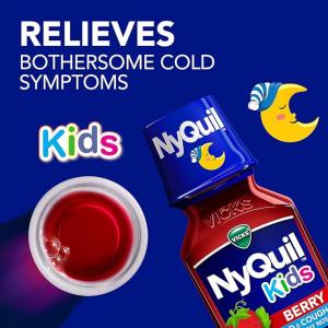 Vicks Cold & Cough + Runny Nose, Nighttime Relief, Berry, Kids, Ages 6+ 8 Fl Oz