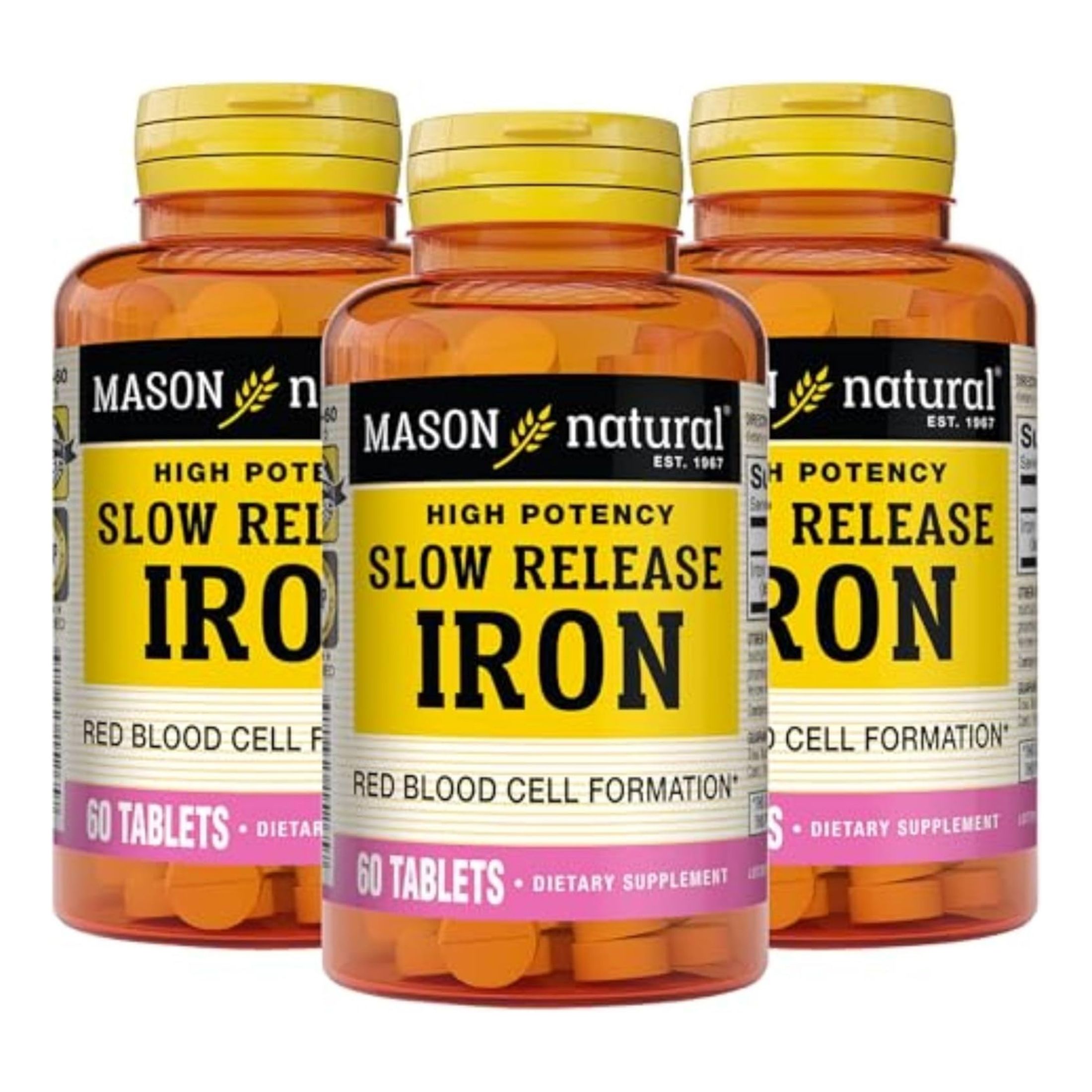 Mason Natural High Potency Slow Release Iron 50 Mg 60 Tablets