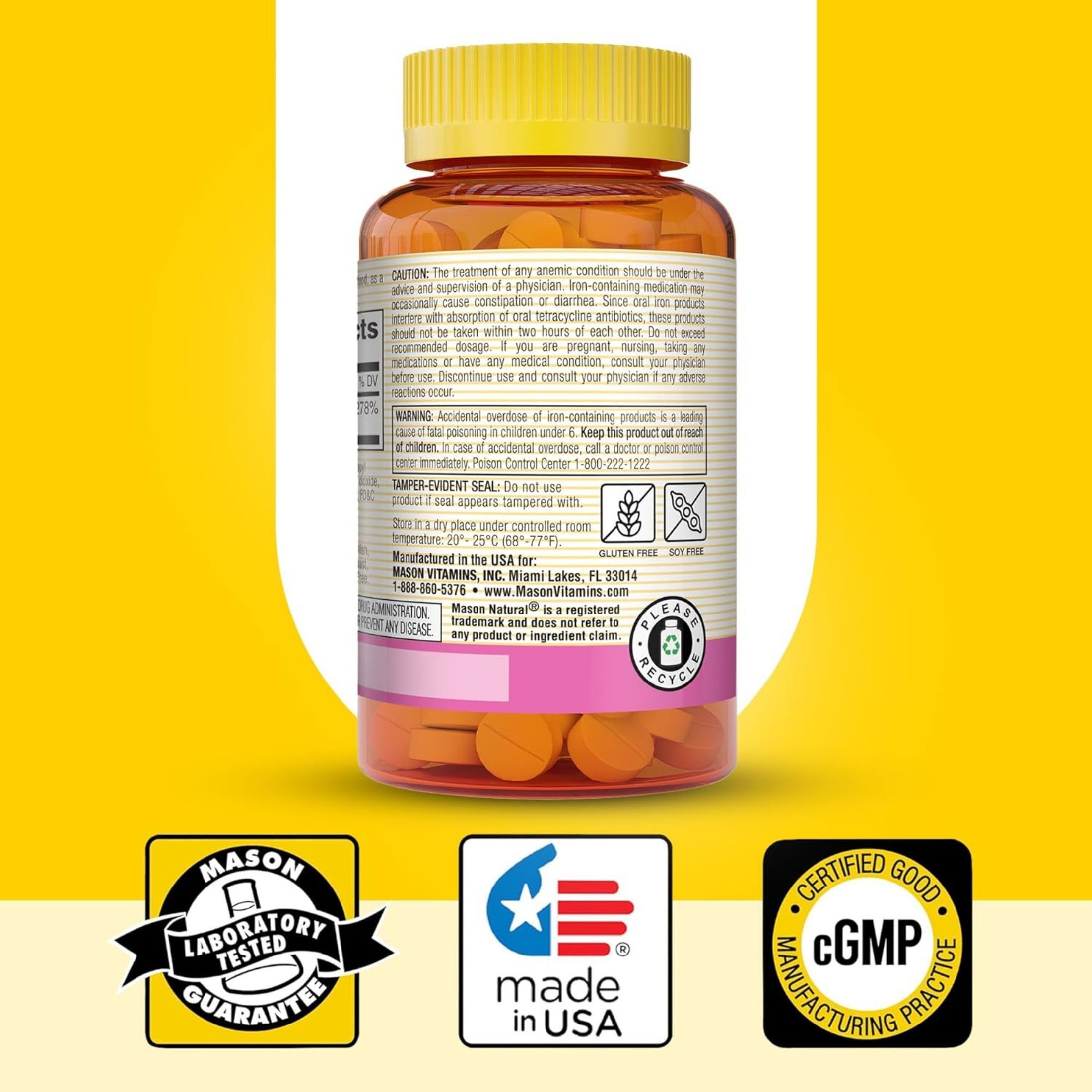 Mason Natural High Potency Slow Release Iron 50 Mg 60 Tablets