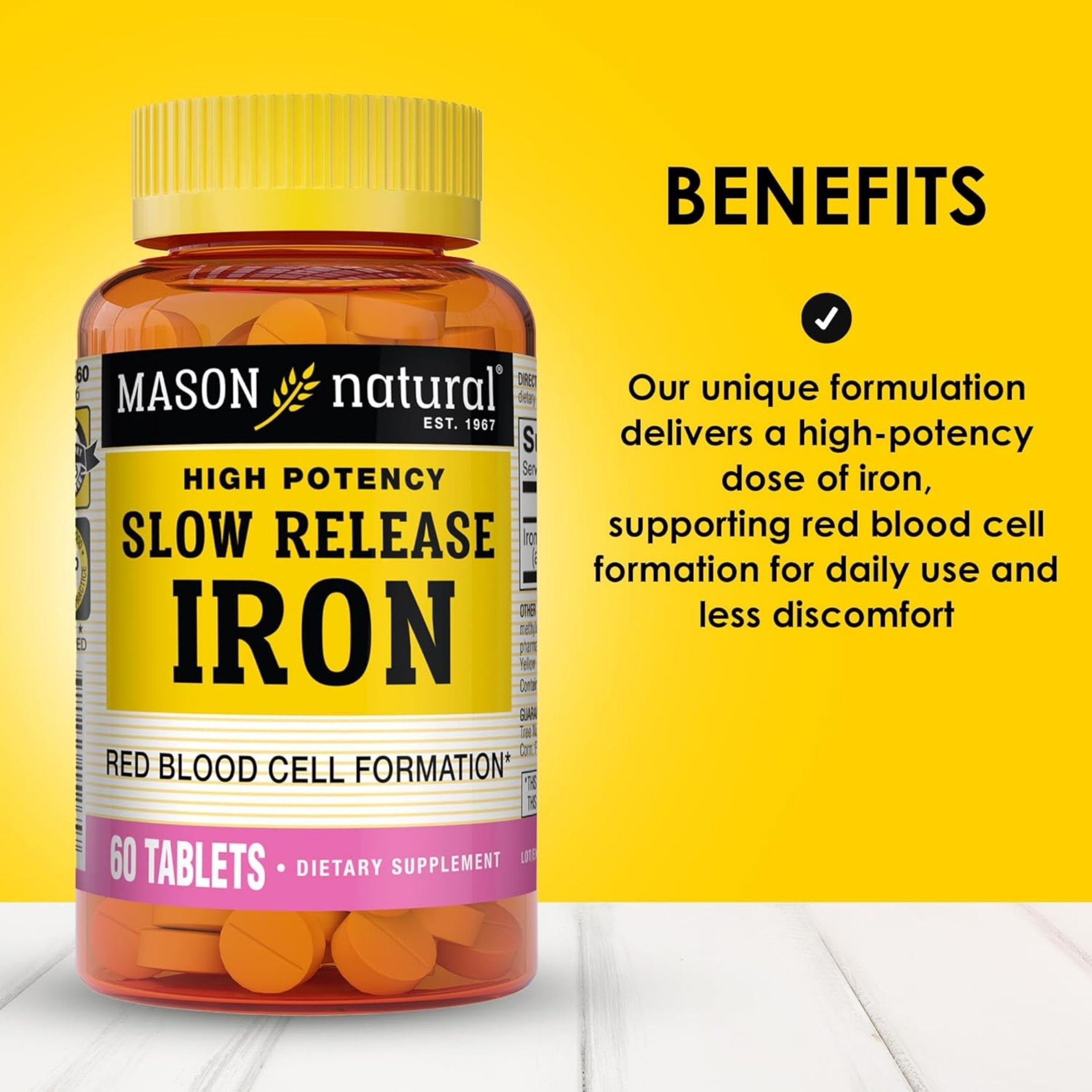 Mason Natural High Potency Slow Release Iron 50 Mg 60 Tablets