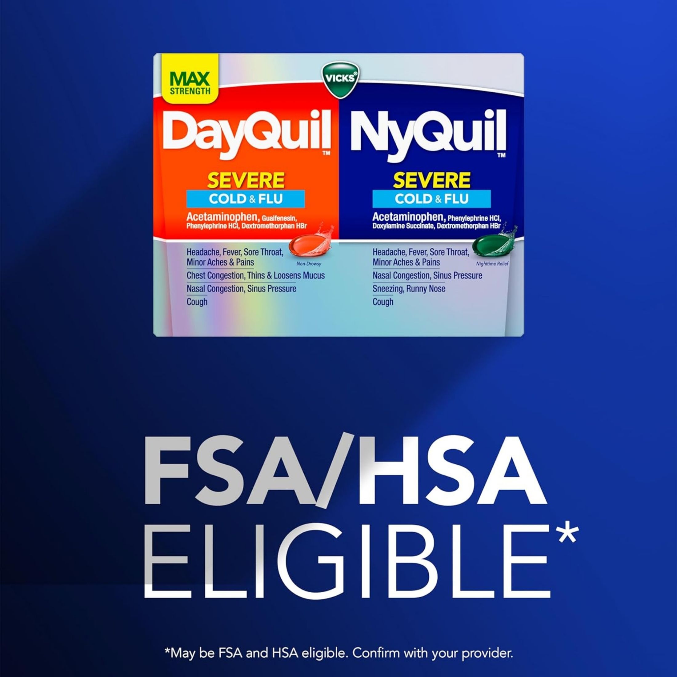 Vicks Dayquil Nyquil Cold, Flu And Congestion Medicine, LiquiCaps