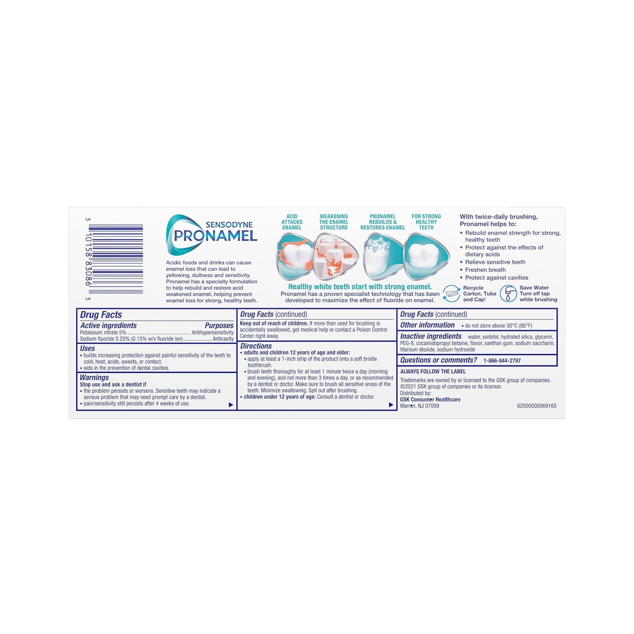 Sensodyne Pronamel Fresh Wave Fluoride Toothpaste For Sensitive Teeth