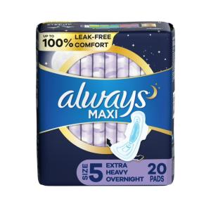 Always Maxi Extra Heavy Overnight Pads With Wings, Size 5