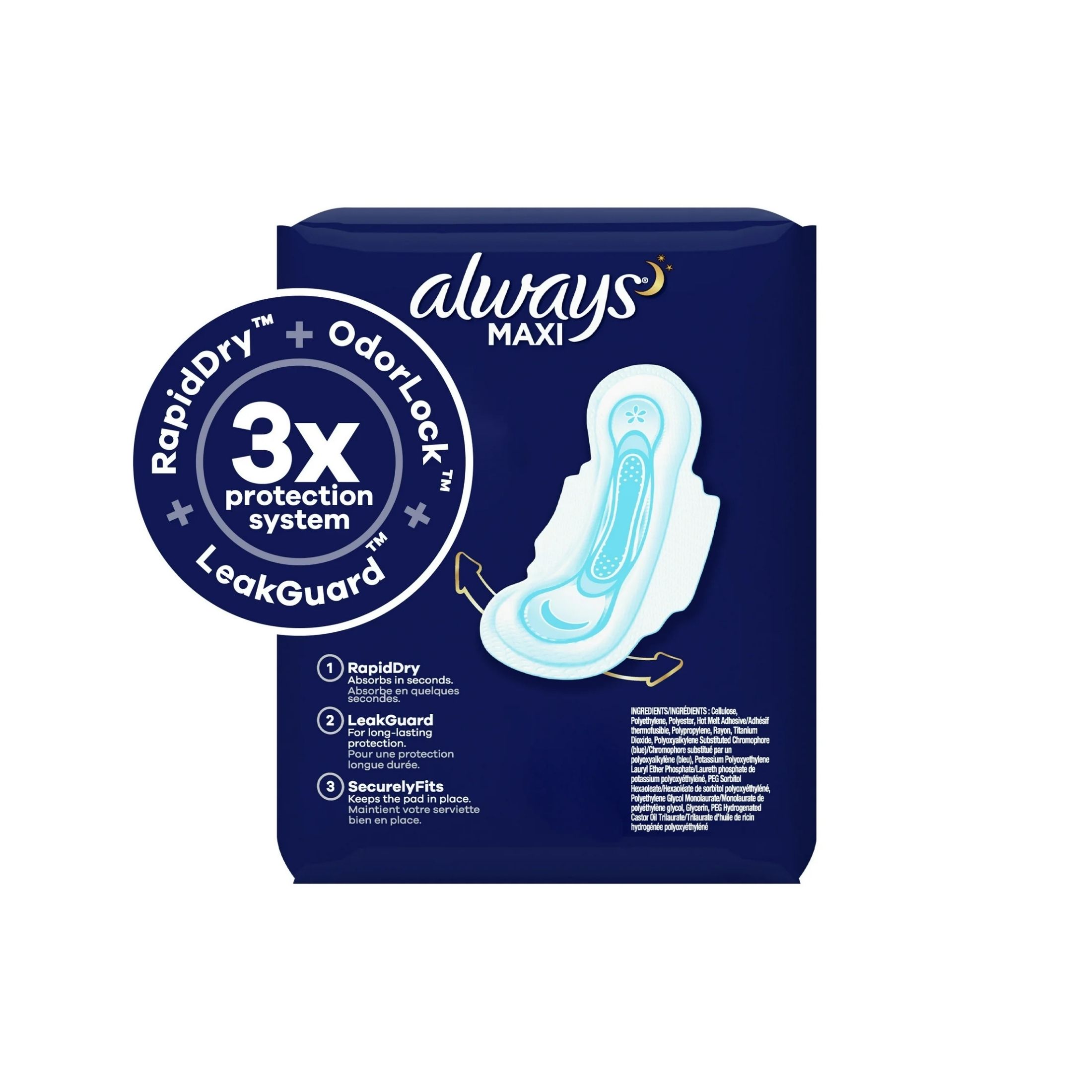 Always Maxi Extra Heavy Overnight Pads With Wings, Size 5