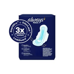 Always Maxi Extra Heavy Overnight Pads With Wings, Size 5