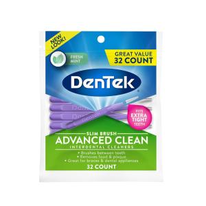 DenTek Slim Brush Advanced Clean Interdental Cleaners Tight 32ct