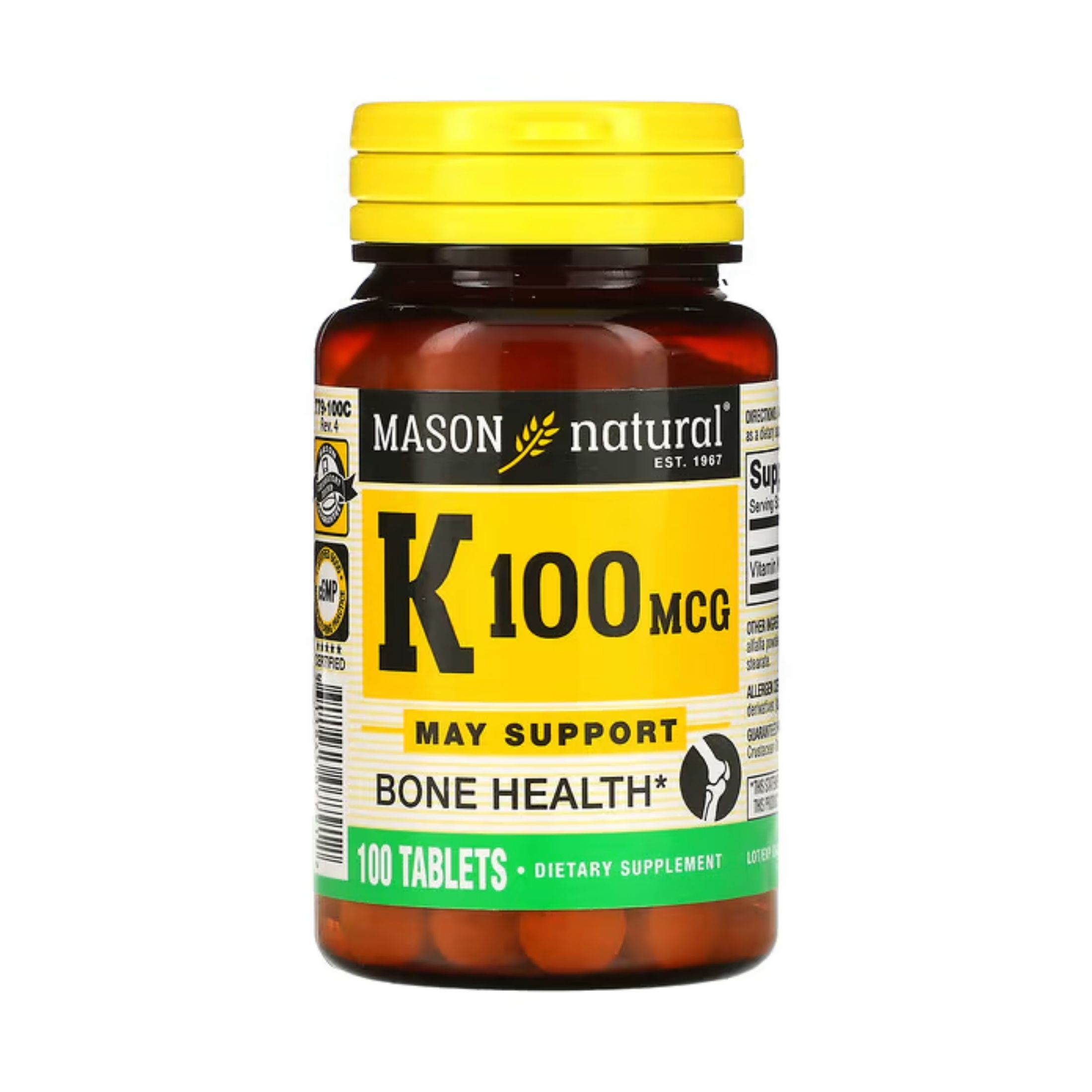 Mason Natural Vitamin K, 100 Mcg, Tablets