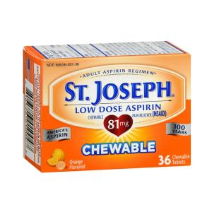 St. Joseph Low Dose Aspirin 81mg Chewable Tablets Orange, 36ct