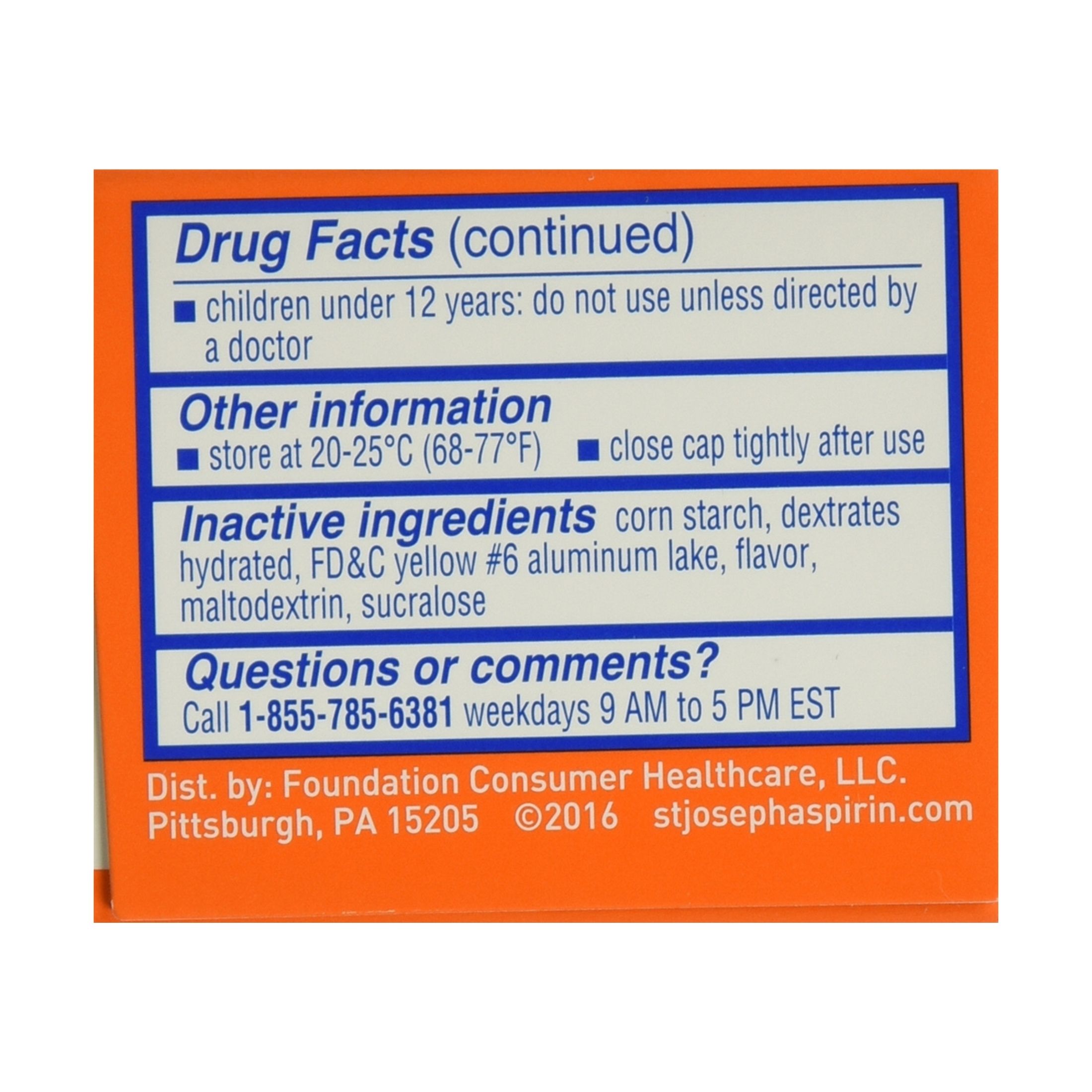 St. Joseph Low Dose Aspirin 81mg Chewable Tablets Orange, 36ct