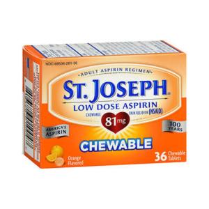 St. Joseph Low Dose Aspirin 81mg Chewable Tablets Orange, 36ct
