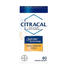 Citracal Calcium Supplement, Slow Release 1200 + D3, 80 Coated Tablets