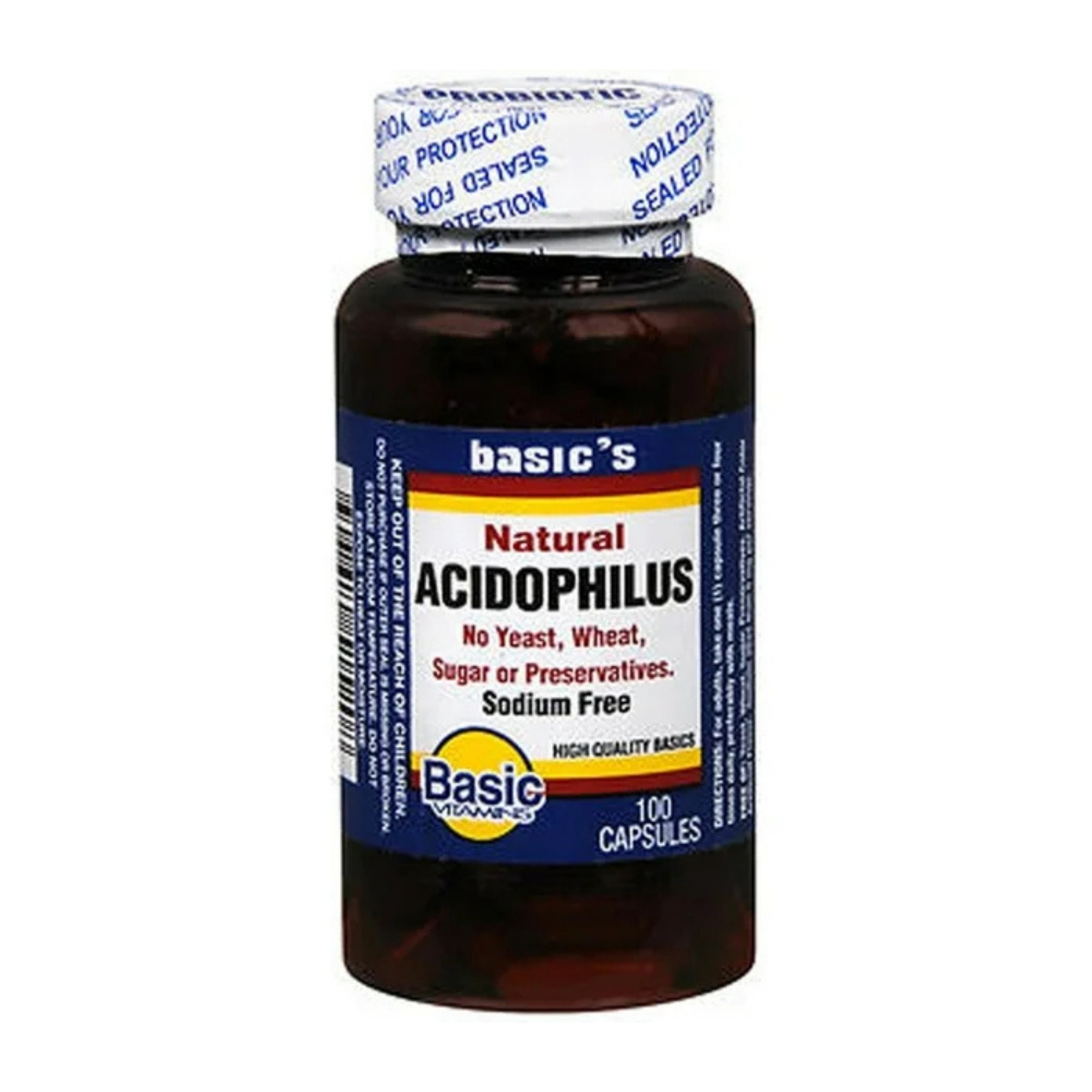 Basic Vitamins Natural Acidophilus Capsules 100 Caps