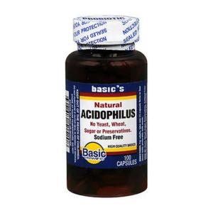 Basic Vitamins Natural Acidophilus Capsules 100 Caps