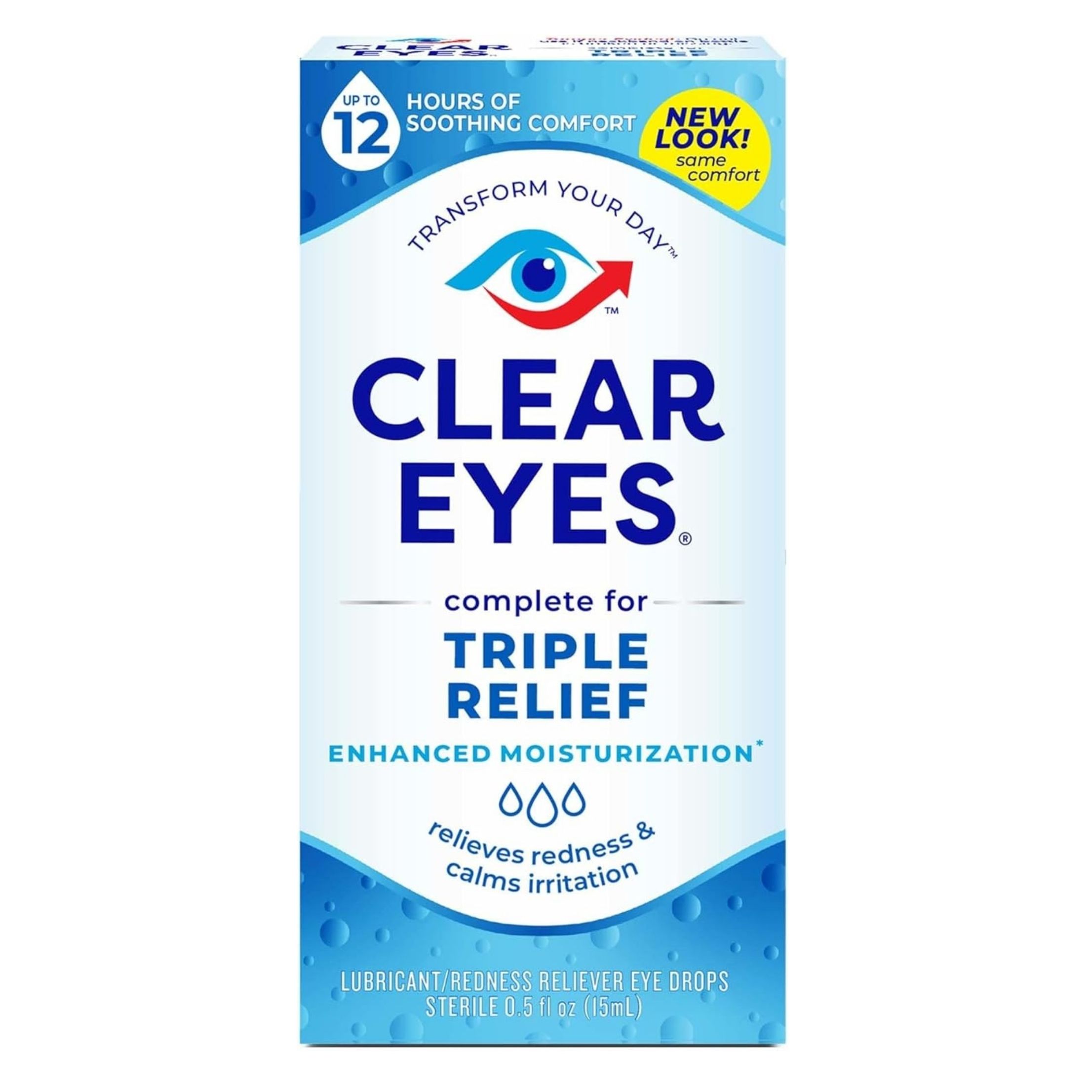 Clear Eyes Lubricant/Redness Reliever Eye Drops - Triple Action Relief, 0.5 Fl Oz