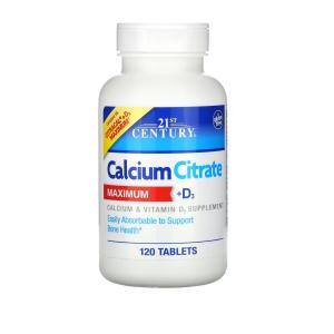 21st Century Calcium Citrate Maximum + D3, 120 Tablets