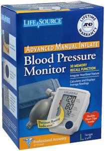 LifeSource Advanced Manual Inflate Blood Pressure Monitor Large Cuff