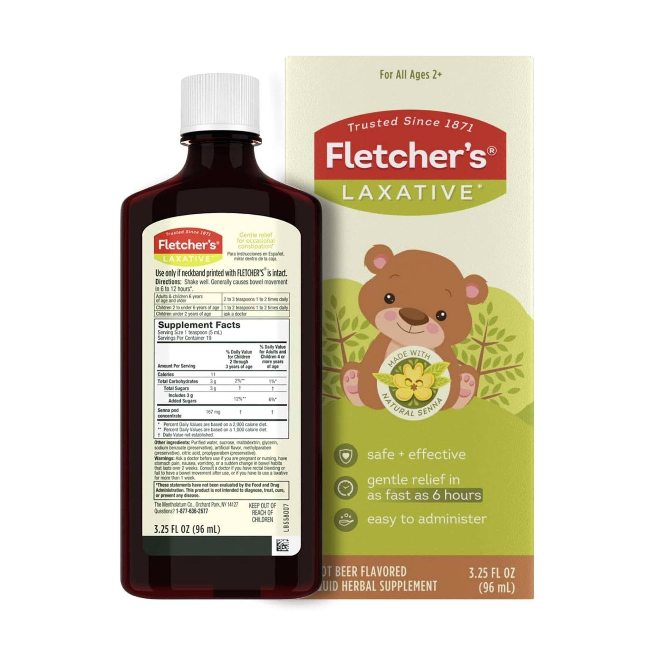 Fletcher's Laxative, Gentle, For Kids, Root Beer Taste 3.25 Oz