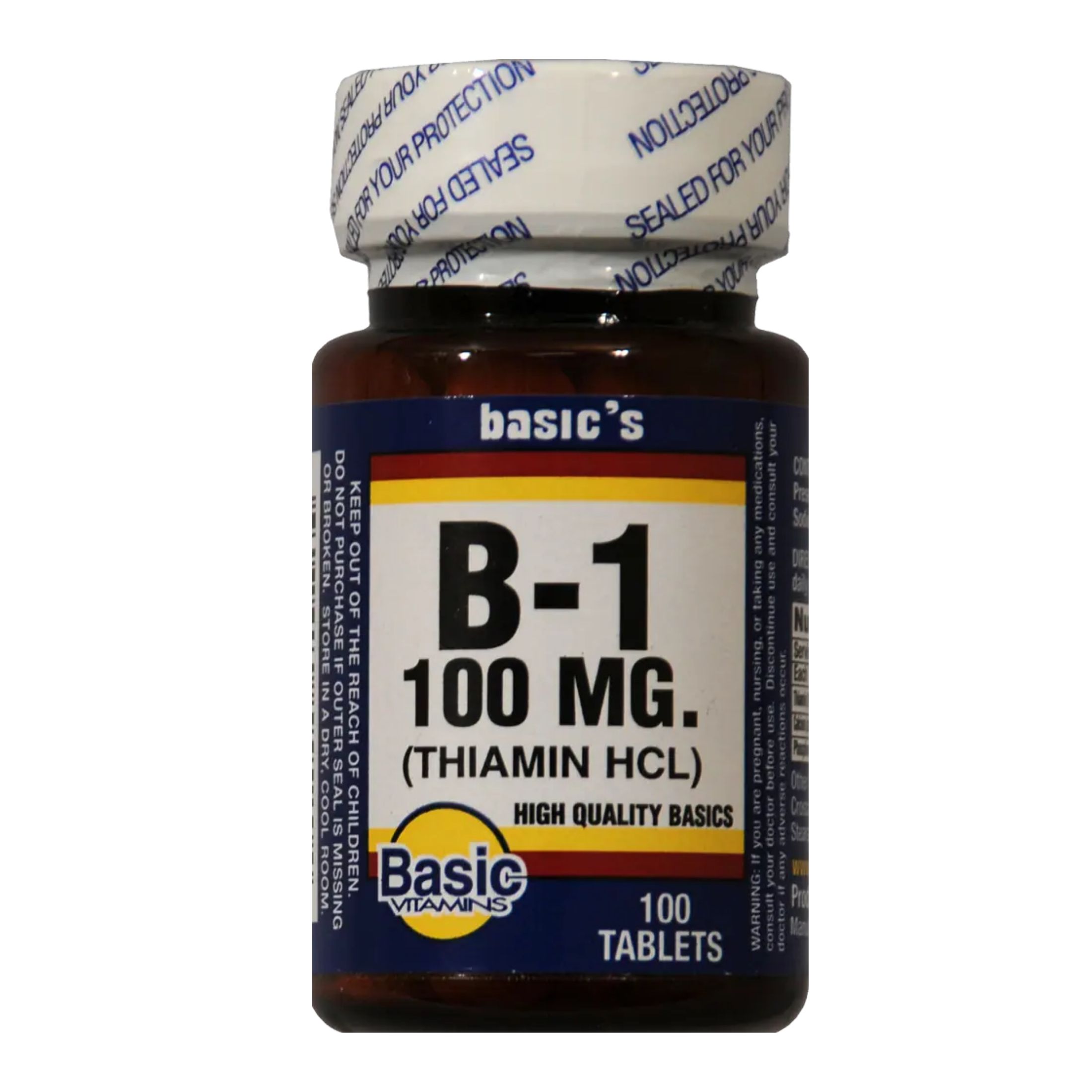 Basic Vitamins Vitamin B-1 100mg - 100 Tabs