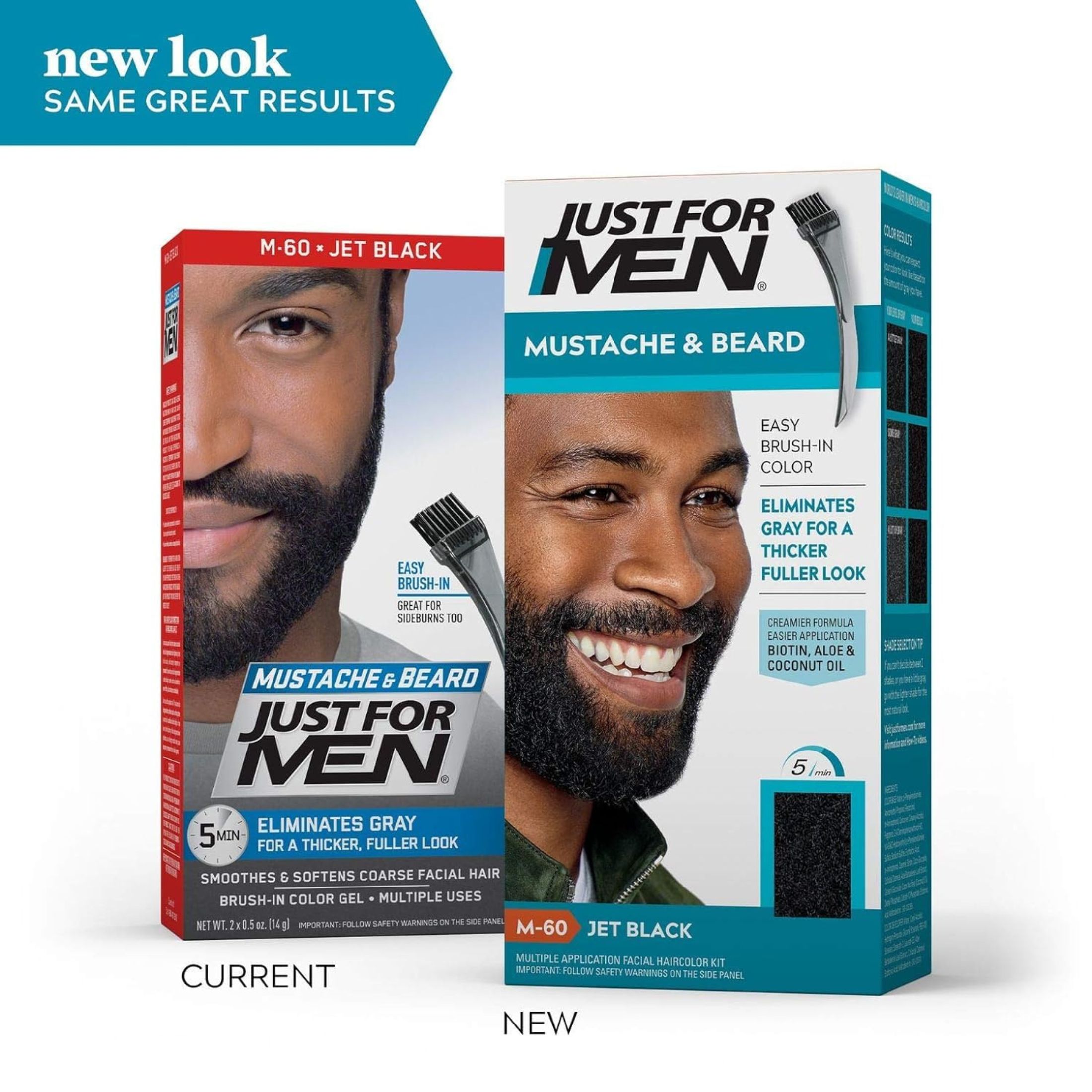 Just For Men Mustache & Beard Brush-in Hair Color Gel Kit M-60 Jet Black