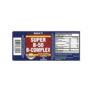 Basic Vitamins Super B-50 B-Complex - 100 Caps