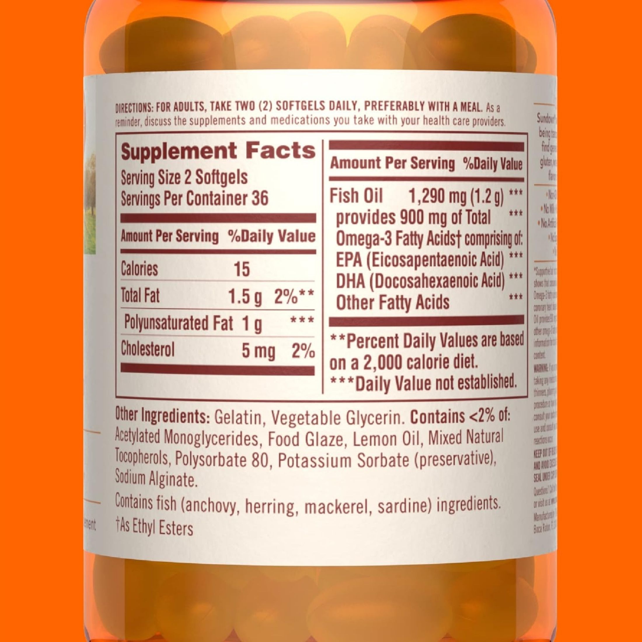 Sundown Naturals Odorless Omega-3 Fish Oil 1,290 Mg Dietary Supplement Mini Softgels
