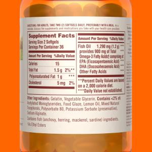 Sundown Naturals Odorless Omega-3 Fish Oil 1,290 Mg Dietary Supplement Mini Softgels