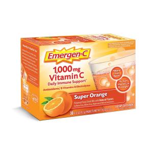 Emer'gen-C 1000 Mg Vitamin Powder Fizzy Drink Mix, Super Orange, 10 Ct, W/ Antioxidants, B Vitamins & Electrolytes For Immune Support, Caffeine Free